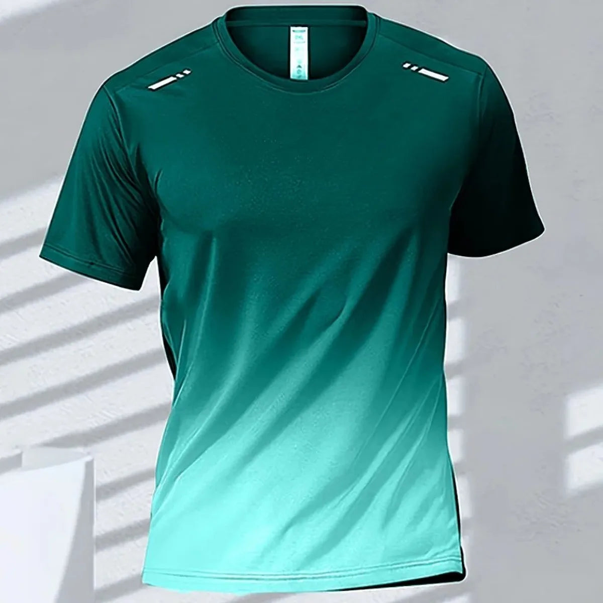 Men's Gradient Print T-Shirt – Breathable Quick-Dry Round-Neck Top