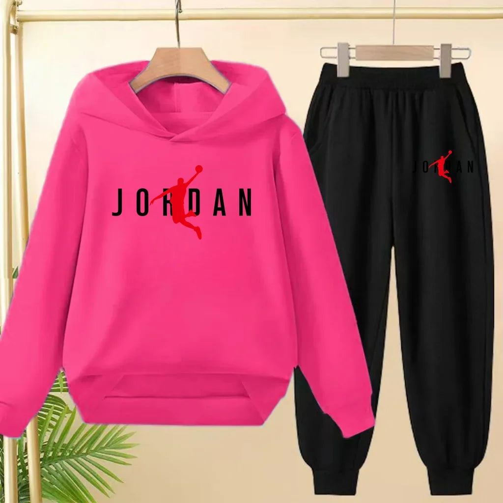 Children's Sportswear Set with Hoodie Sweatshirt And Long Pants Suitable for Kids Aged 3-13 Years Old for Engaging in Sports