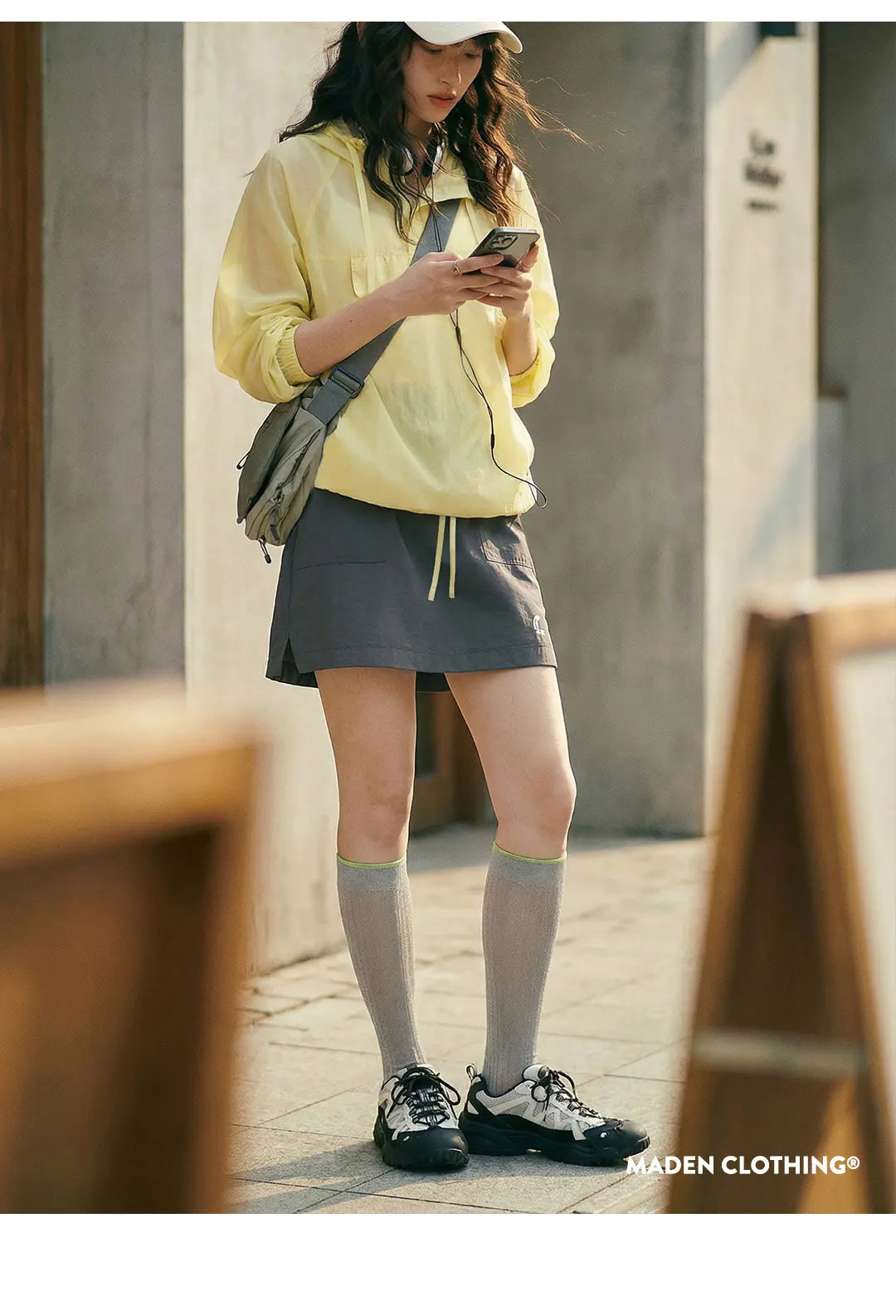 Maden Women's Ultra Lightweight Sun Protection Hoodie Sheer Breathable Pullover Half Button Loose Fit Summer Jacket Yellow