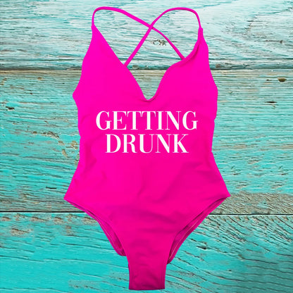 GETTING MARRIED Padded Bride  One Piece Swimsuit GETTING DRUNK Women Swimwear Bathing Suit Swimming Suit Summer SQUAD Beachwear