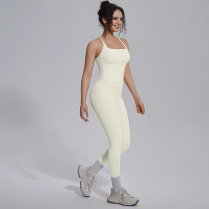 Quick Drying Legging Outdoor Running Yoga Set for Womans High Waisted Push Up Female Pants Gym Sexy Beautiful Back Vest Yoga Set