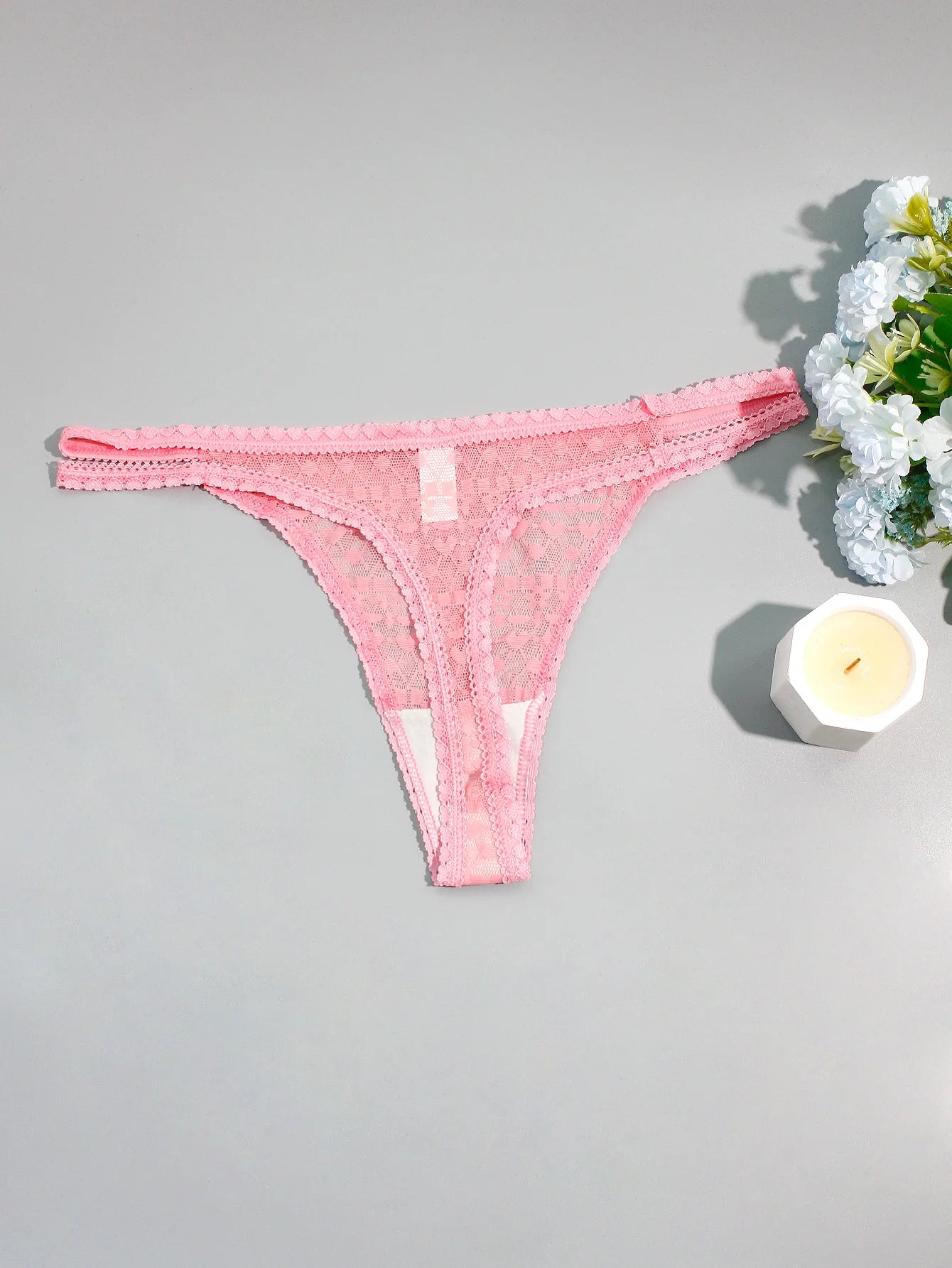 5-Pack Sexy Lace Double-Layer Thin Strap Full Lace Women's Thong Underwear Comfortable Breathable Cotton Lined Briefs
