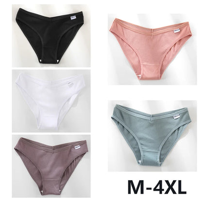 Women Cotton Panties - 5PCS Mid Rise Briefs Plus Size Sexy Ladies Underwear