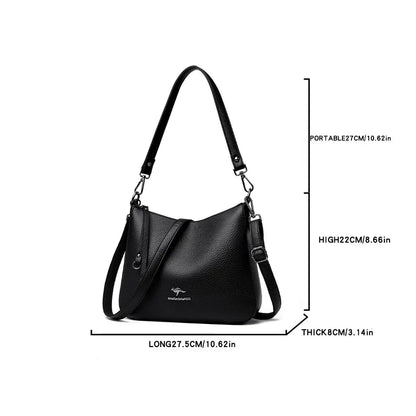 Pu Leather Handbag | Casual Female Tote With Interior Zipper Pocket & No Zipper Closure