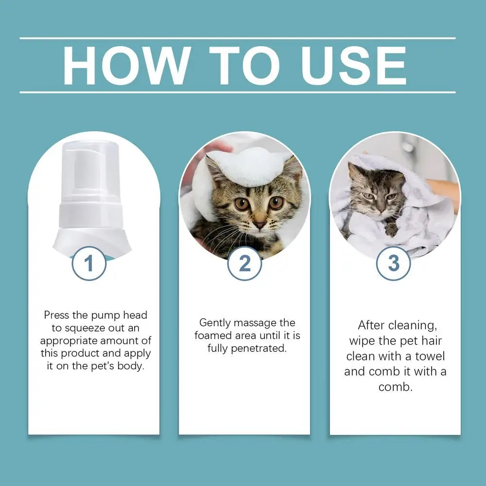 Waterless No Rinse Dry Shampoo For Cat Dog Animal Grooming Pet Cleaning Friendly Dog Dry Foaming Bath Spray Pet Supplies 150ml