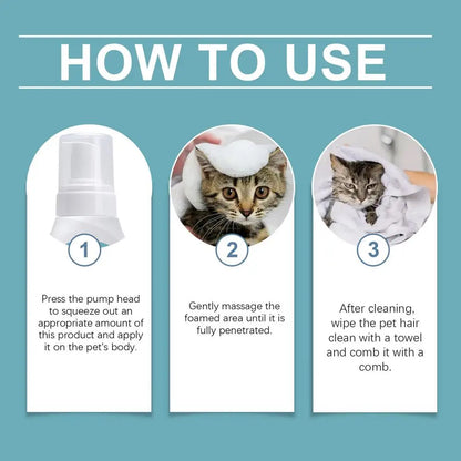Waterless No Rinse Dry Shampoo For Cat Dog Animal Grooming Pet Cleaning Friendly Dog Dry Foaming Bath Spray Pet Supplies 150ml