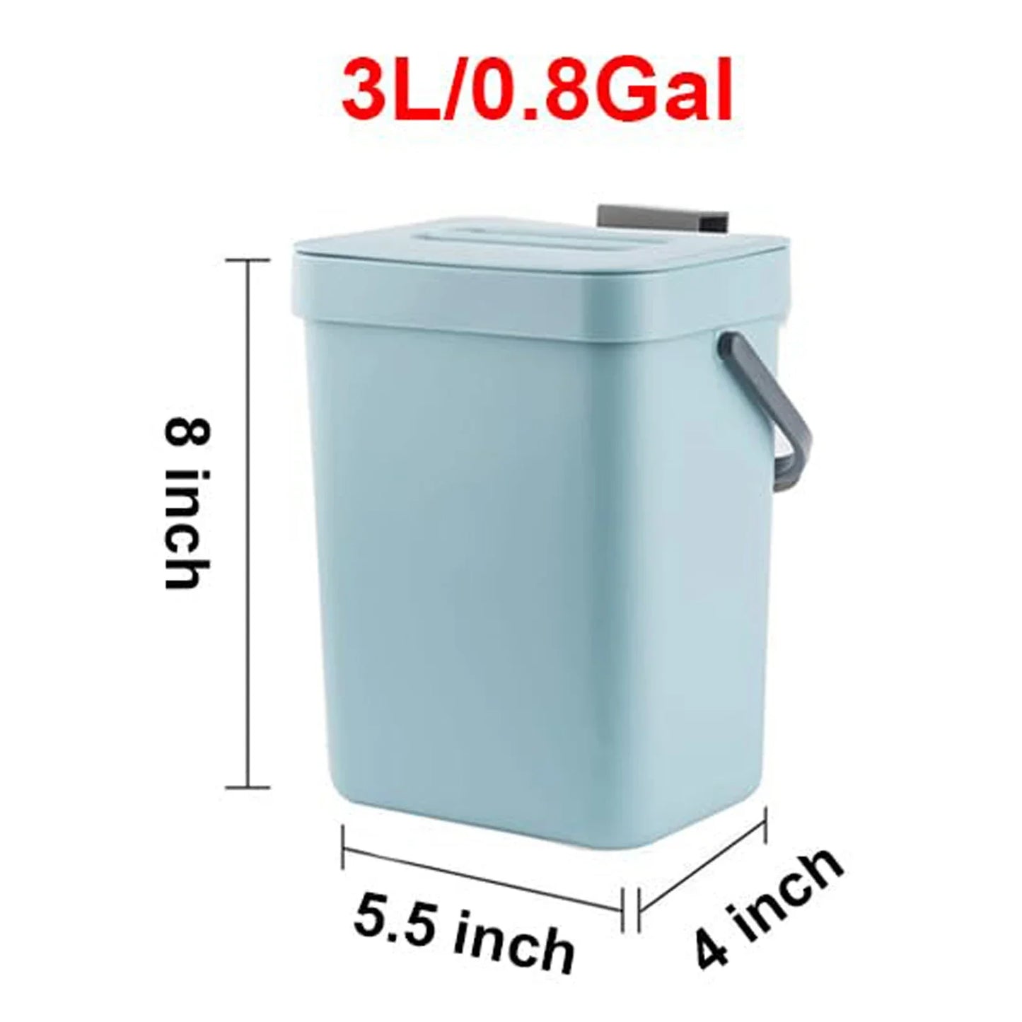Small Plastic Trash Can - Hanging Under Sink Bin with Lid | Eco Friendly Kitchen Waste Bin