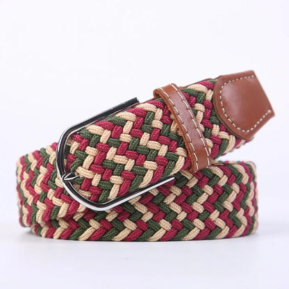 Unisex Stretch Jeans Belt - Casual Knitted Woven Canvas Pin Buckle