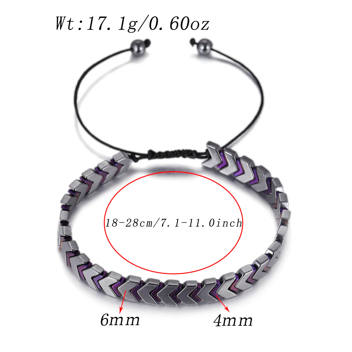 New Hematite Stone Arrow Adjustable Bracelet Men Jewelry Weight Loss Magnetic Therapy Beaded Health Care Bracelets Pulsera Gift