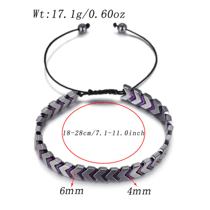 New Hematite Stone Arrow Adjustable Bracelet Men Jewelry Weight Loss Magnetic Therapy Beaded Health Care Bracelets Pulsera Gift