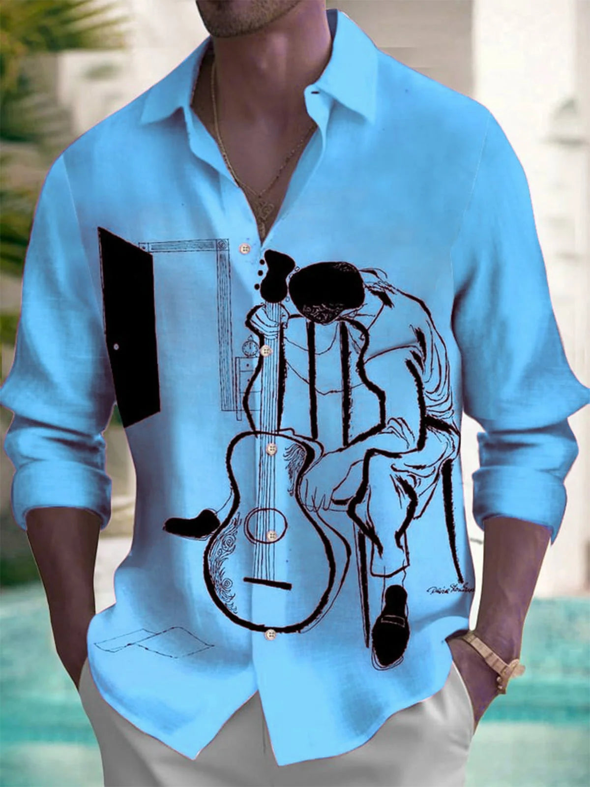 Men's shirts, button down shirts, casual shirts, spring and summer, printed long sleeves, daily, fashionable, comfortable