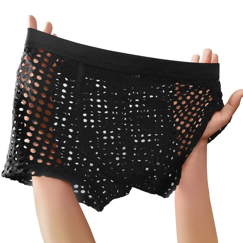 Hot Sale Men's Mesh Boxer Shorts Large Net Design Comfortable European Style Underpants