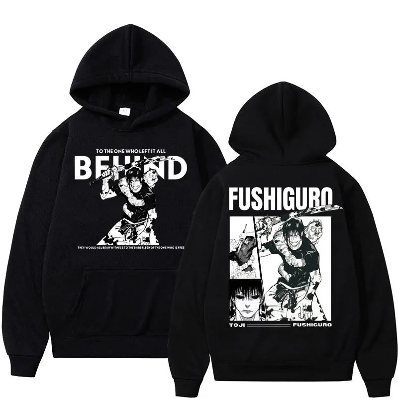 Anime Jujutsu Kaisen Fushiguro Toji Retro Hoodies Men's Harajuku Vintage Manga Long Sleeve Fleece Loose Fashion Casual Tracksuit