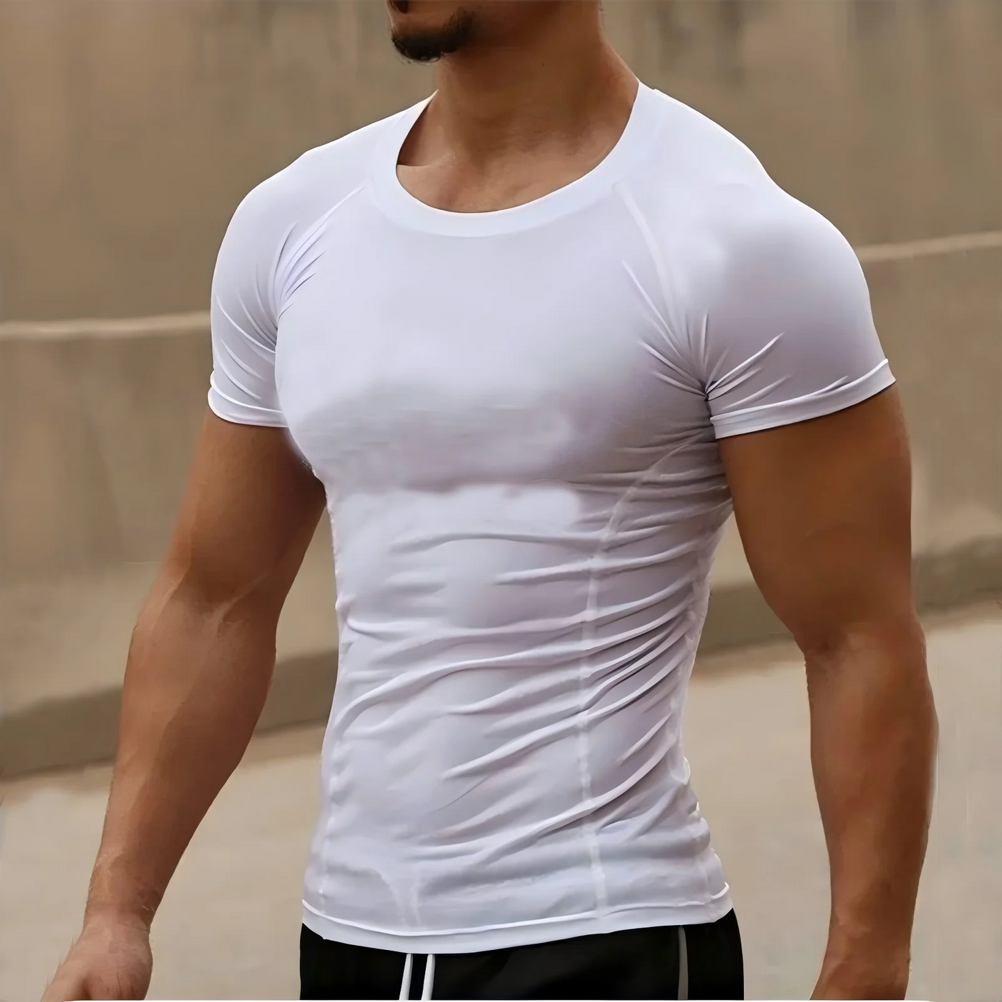 Compression Running Shirt - Men's Tight Short Sleeve Tee | Quick Drying Gym Sportswear