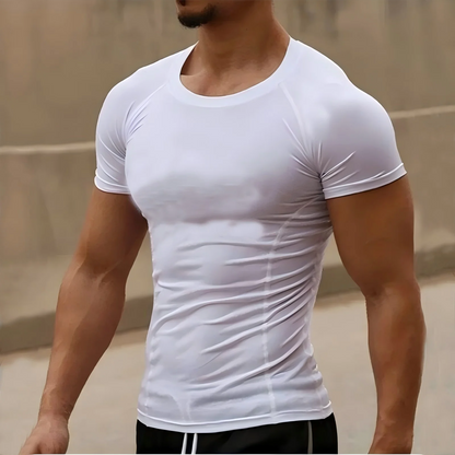 Compression Running Shirt - Men's Tight Short Sleeve Tee | Quick Drying Gym Sportswear