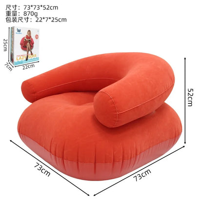 Inflatable Lazy Sofa U-shaped Flocking with Armrests, Backrest Seat Outdoor Pvc Indoor Portable Single Inflatable Sofa