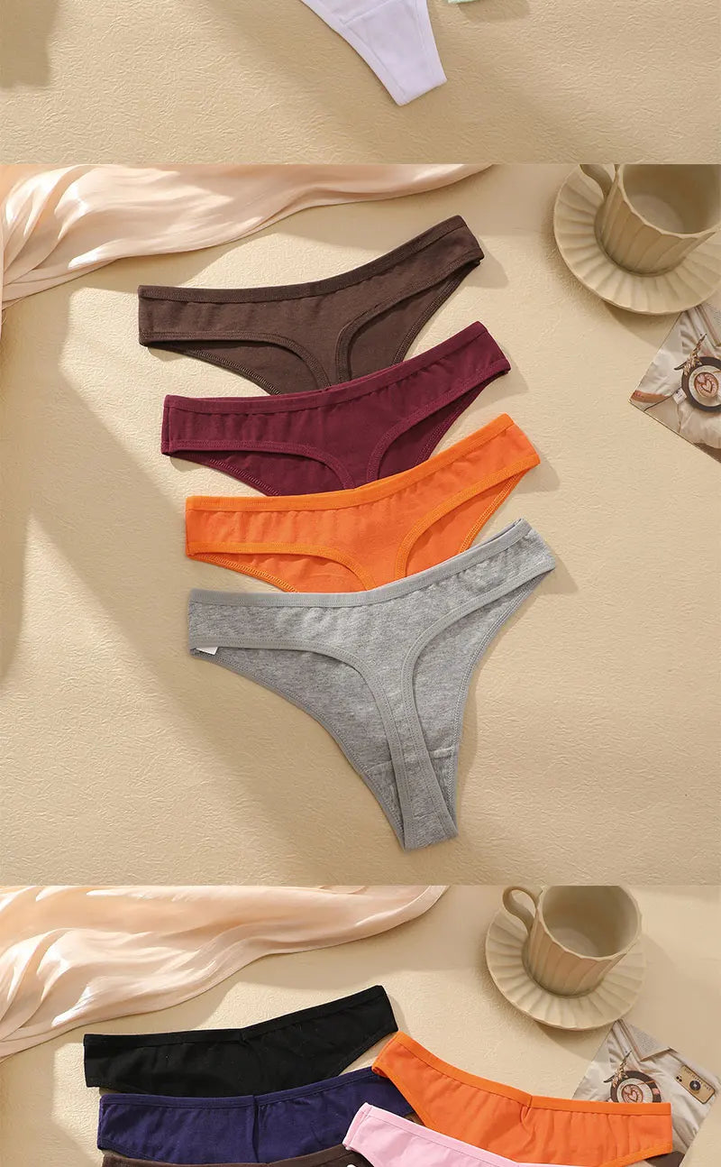 6Pcs/Set Women‘s Cotton Seamless Pantys Sexy Low Waist Soft Comfortable Thongs Fashion Girl Breathable Intimates G-Strings