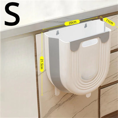 Wall-Mounted Folding Trash Can - Kitchen  Bathroom Space Saver