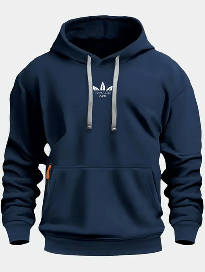 Autumn and Winter New Men's Printed Fleece Hoodie High Quality Solid Color Hoodie Men's Fashion Street Style Sportswear