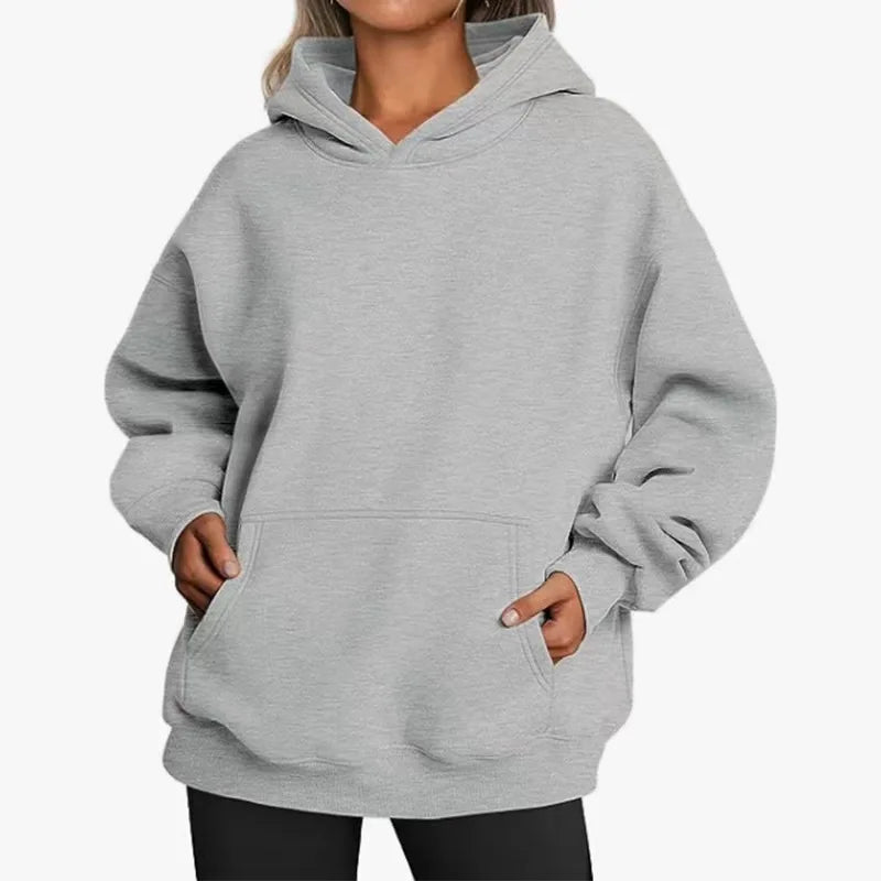 Hip Hop Solid Color Hoody for Female Autumn Fashion Clothing Casual Fleece Pocket Hoodies Multicolor Unisex Women Streetwear