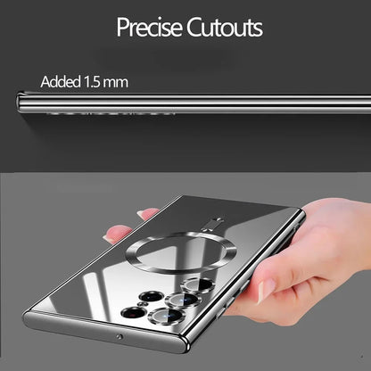 Luxury Plating Silicone Case For Samsung Galaxy S26 S25 Edge S24 FE S23 S21 S22 Ultra Plus Magnetic For Magsafe Clear Soft Cover