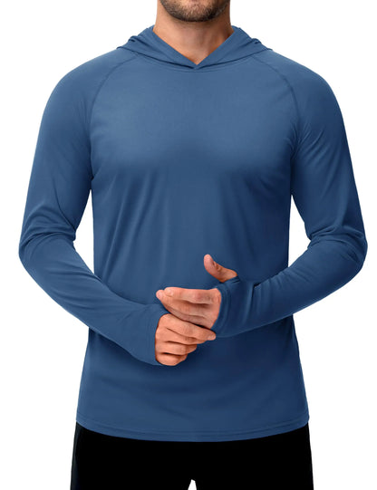 TACVASEN Sun Protection T-Shirts Mens Long Sleeve Hoodie Casual UV-Proof T-Shirts Breathable Lightweight Quick Dry T-Shirts Male