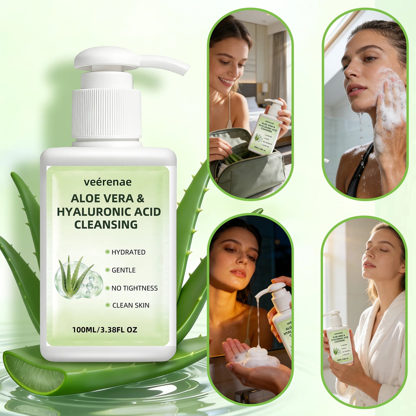 ALOE VERA HYALURONIC ACID CLEANSING | Gentle Deep Pore Moisturizing Face Wash | All Skin Types | Daily Morning & Night Use