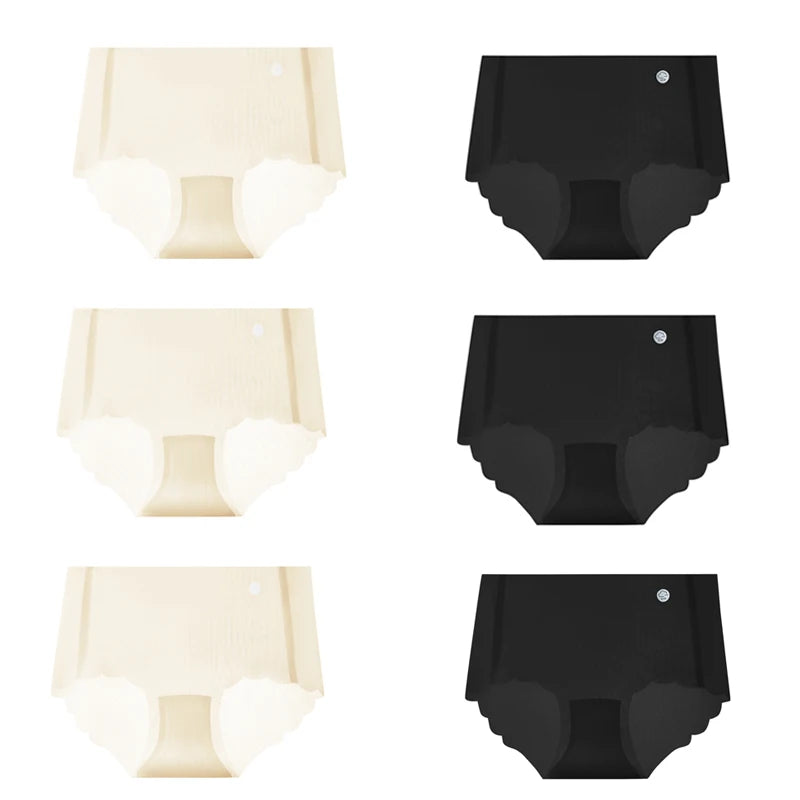 6PCS Women Summer Seamless Thin Underwear Panties Ultra-thin Briefs Ice Silk Ladies High Quality Breathable Underpants Lingerie