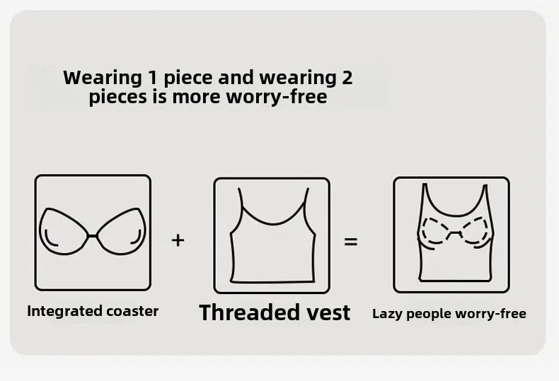 Threaded Halter Neck Camisole Top With Build-in Bra High Elastic Slim-fitting Sling Fixed Cup Breathable Women Underwear
