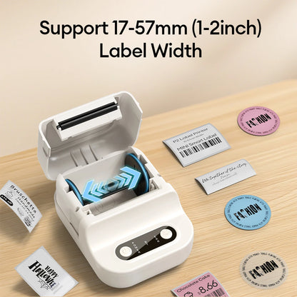 Support 12-57mm Width Mini Thermal Label Printer Self-adhesive Paper Portable Inkless Printer Bluetooth Sticker Tag Label Maker