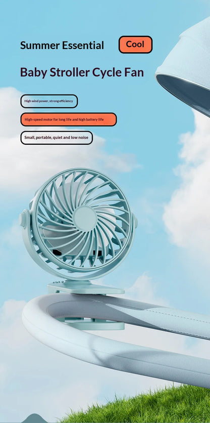 HOMEFISH Portable Rechargeable Clip Fan 720° Rotatable Hanging Fan with Night Light Air Cooler for Outdoor Camping Ventilador