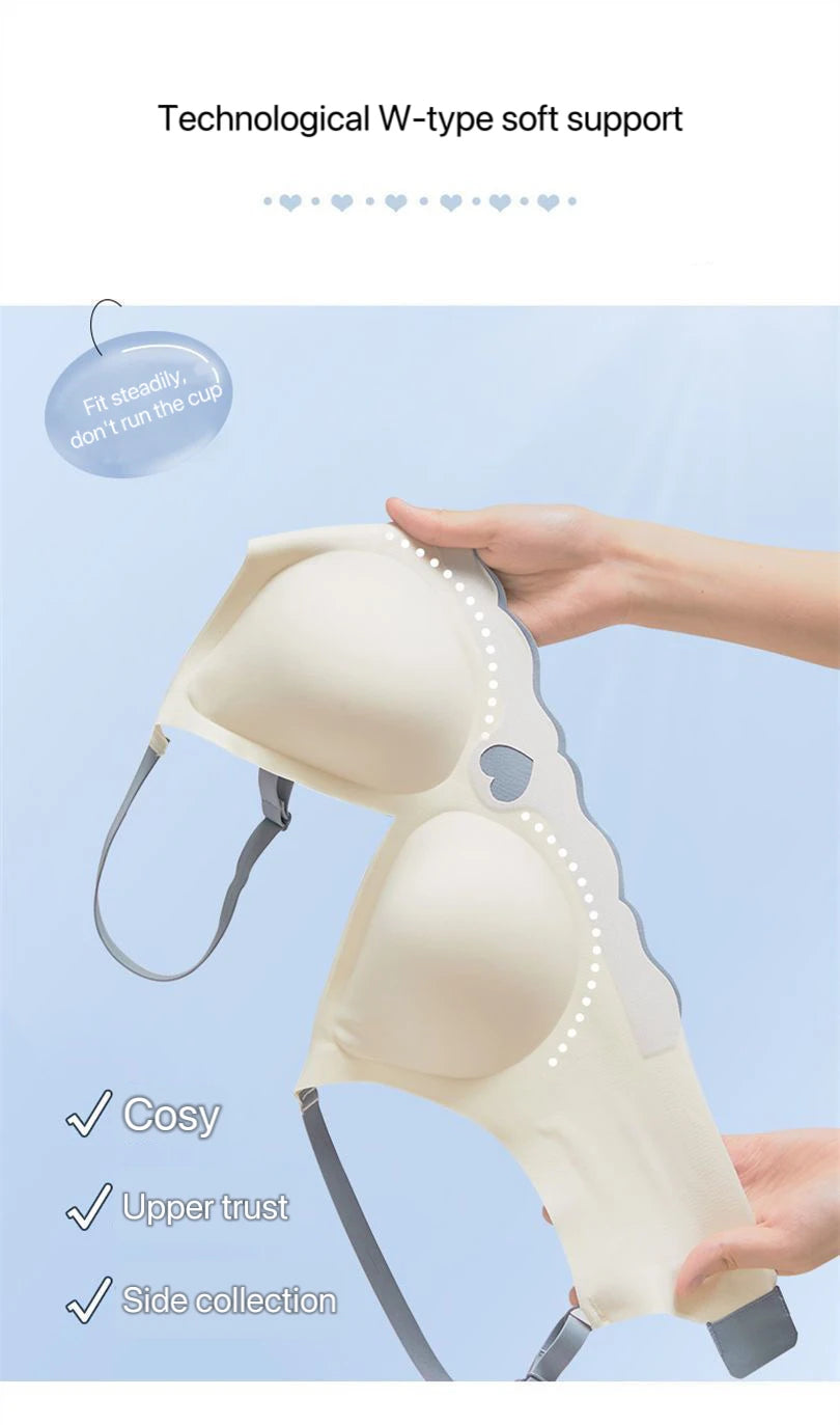 2pcs Womens Seamless Sweet Anti Sagging Bra Girl Thin Brassier Lady Comfort Soft Breathable Bra Student Simple Fashion Underwear