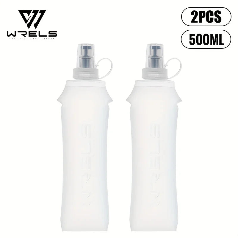 WRELS Soft Water Bottle Collapsible Soft Flask TPU Running Water Bottle Foldable Water Bag BPA-Free Sports Soft Water Flask