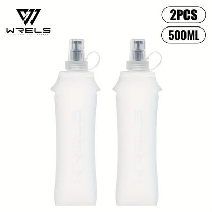WRELS Soft Water Bottle Collapsible Soft Flask TPU Running Water Bottle Foldable Water Bag BPA-Free Sports Soft Water Flask