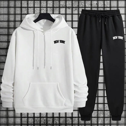 2025 Hot Sale Mens Sportswear 2pcs Set Hoodie and Sweatpants Autumn Winter Daily Casual Sporty Jogging Suit Urban Fashion Outfit