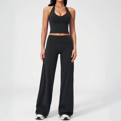 Women's Fitness Set Gym Tracksuit Breathable Sports Bra Flared Trousers Suit Workout Clothing Sportswear Female Athletic Wear