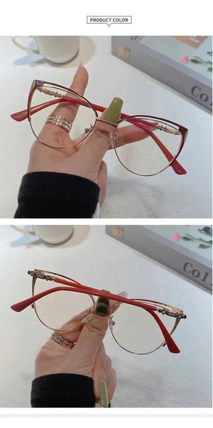 New Brand Design Retro Lady Cat Eye Frame Photochromic Anti Blue Light Computer Hyperopia Women Reading Glasses Degrees 0 to +6