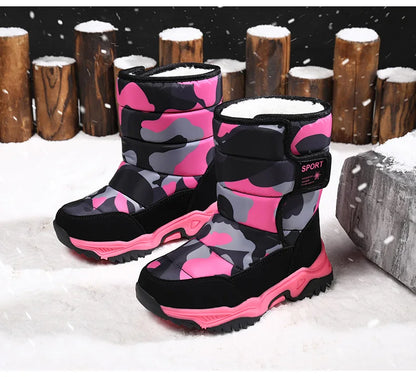 Children Winter Boots - Waterproof Kids Snow Boots With Plush Lining & Rubber Sole