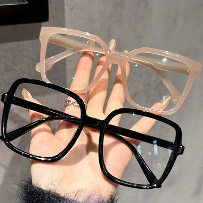 Rectangular Reading Glasses - Large Frame Plastic Eyewear with Transparent Lenses for Office Use