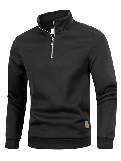 Autumn Men's Zipper Pullover Turtlenecks Warm Sweaters Solid Color Long Sleeved Fashion Male Casual Daily Sweatshirt Top