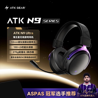 ATK M1 Game Headset Three Mode Wireless Headworn PS5  PC Gaming Headset Microphone Virtual 7.1 Surround Noise Reduction Headset