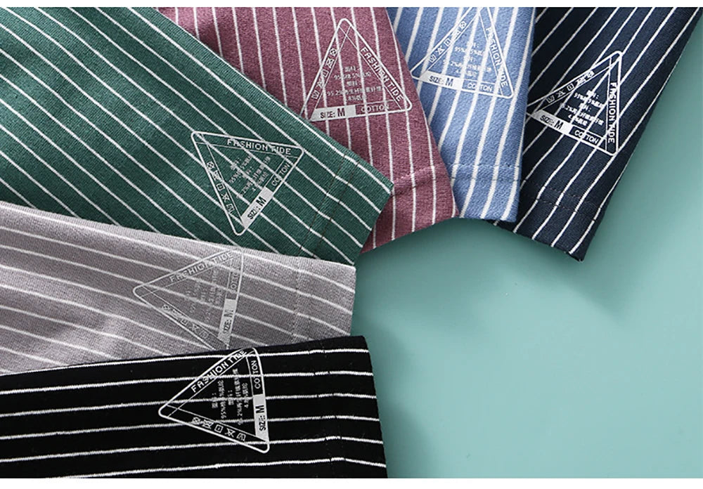 3PCS/Pack 100% Cotton Soft Panties Woman Trendy Striped Female Underwear Summer Breathable High Elastic Mid-rise Waist Boyshort