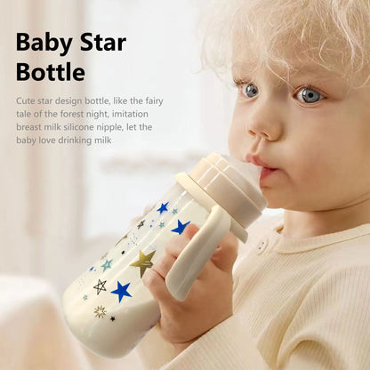 1PC 330ml large-capacity baby feeding bottle star PP bottle wide diameter anti-fall lightweight ergonomic handle design
