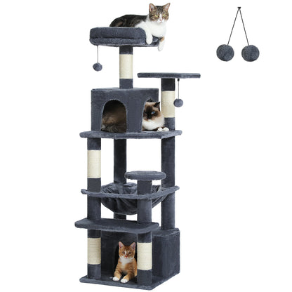 Large Cat Tree - Multi Level Indoor Cat Tower With Sisal Covered Posts & Spacious Condo