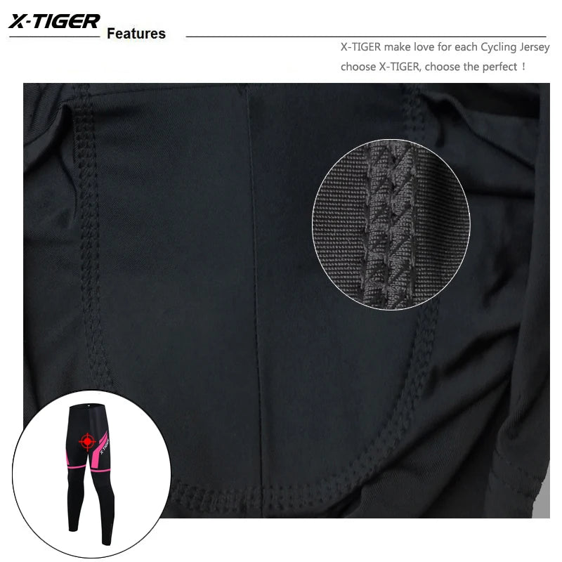 X-TIGER Women Cycling Pants MTB Bike Cycling Trousers Anti-sweat Anti-shock 5D Anti-Slip Padded Gel Racing Bicycle Sport Pants