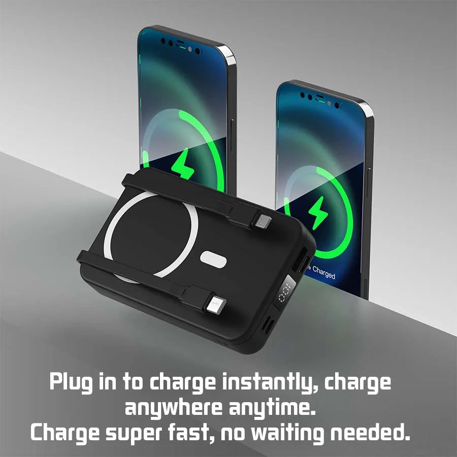 10000mAh Wireless Magnetic Power Bank Portable 22.5W Fast Charging For iPhone 17/16/15/14/13/12 Series Mobile Power with Back Clip and Bracket Desktop Charger