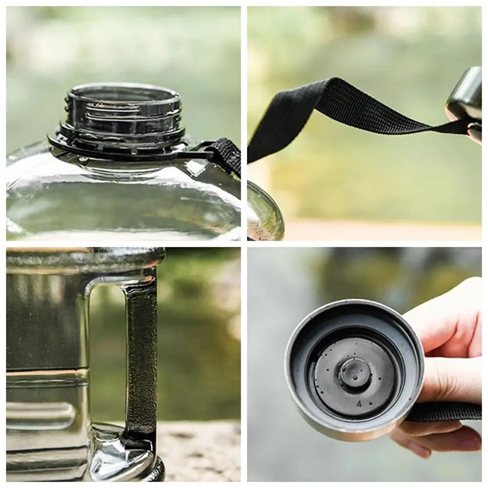 1Pcs Durable Gallon Bottle Water Bottle PETG 2L Large Capacity Sports Drink Bottle Portable With Handle Shaker Bottle