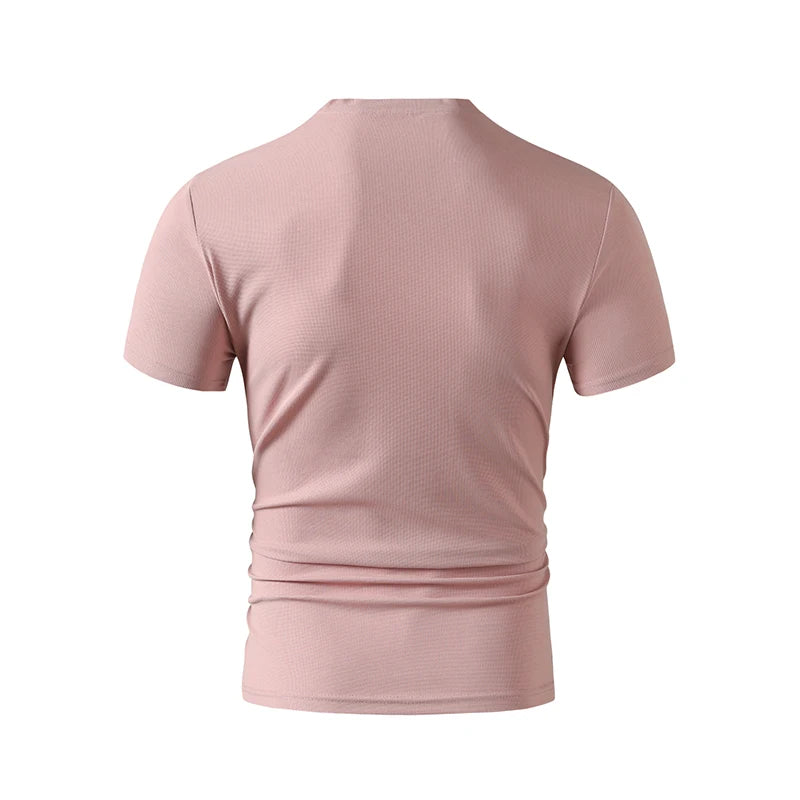 Men's V-Neck T-Shirt - Casual Summer Breathable Short Sleeve Tee, Lightweight Top