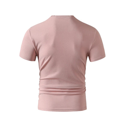 Men's V-Neck T-Shirt - Casual Summer Breathable Short Sleeve Tee, Lightweight Top