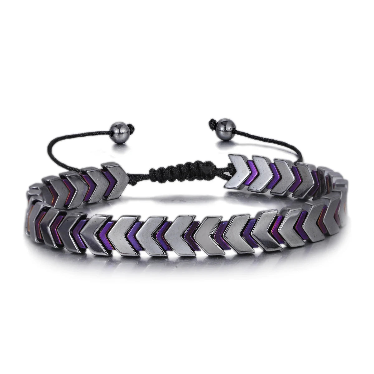 New Hematite Stone Arrow Adjustable Bracelet Men Jewelry Weight Loss Magnetic Therapy Beaded Health Care Bracelets Pulsera Gift